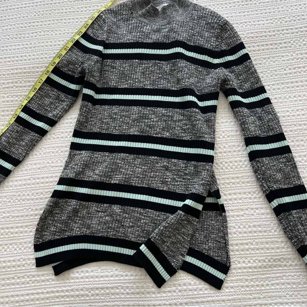 Proenza Schouler White Label Marled Mock Neck Sweater Gray/Mint. Sz Medium.